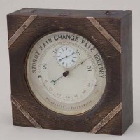 Lot 659 - Leather cased clock/barometer.