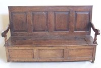 Lot 685 - Oak box seat settle.