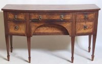 Lot 687 - George III mahogany bow fronted sideboard.