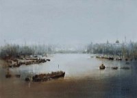 Lot 5 - A.R. Klitz, River view, oil