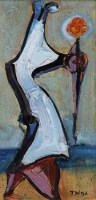 Lot 62 - Tadeusz Was, Figure with Flowers, mixed media