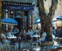 Lot 88 - Clive McCartney, Cafe, Aix-en-Provence, France, gouache
