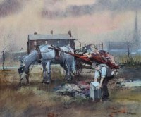 Lot 93 - Tom Brown, Rag and bone man, pastel