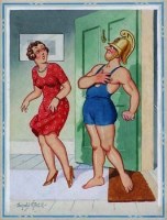 Lot 109 - Donald McGill, I'd go through fire and water for you!, watercolour
