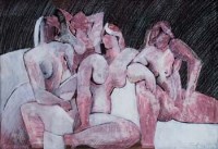 Lot 115 - Geoffrey Key, Nudes, mixed media