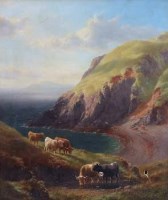 Lot 120 - William Davies, Rhos Porthychain, Looking North, oil
