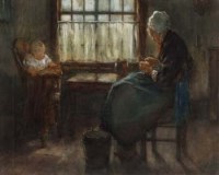 Lot 130 - Anton Van Anrooy, Dutch interior scene, watercolour