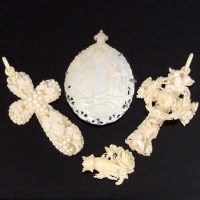 Lot 196 - Two Dieppe type carved ivory crosses and a Dieppe