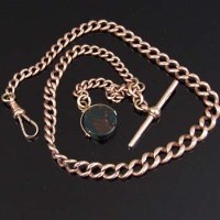 Lot 207 - 9ct gold Albert chain with bloodstone fob