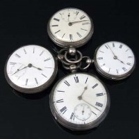 Lot 296 - Four silver open-faced keywind pocket watches
