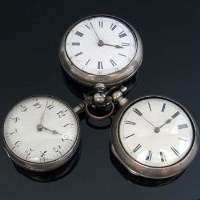 Lot 298 - Two silver pair-cased verge watches and another