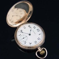 Lot 309 - 9ct gold Waltham keyless hunter pocket watch in Dennison case