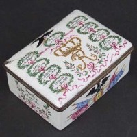 Lot 328 - Enamel Box Decorated all round with dates of