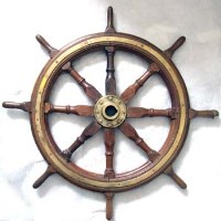 Lot 330 - Mahogany and Brass Ships Wheel