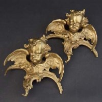 Lot 345 - Pair brass continental cherubs