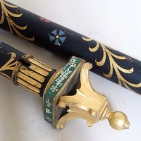 Lot 373 - Four Black and Gold Painted Wooden Pillars