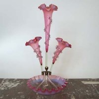 Lot 384 - Victorian three trumpet epergne.