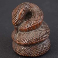 Lot 390 - Japanese hardwood netsuke of a snake