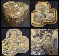 Lot 394 - Shibayama box shaped as three overlapping tsubas