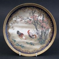 Lot 404 - Japanese Plate painted with cockerels