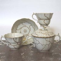 Lot 416 - Worcester broth bowl, chocolate cup and saucer