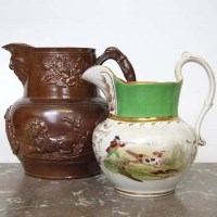 Lot 447 - John Edwards Kidsgrove Hunting Jug and one other stoneware commemorative jug