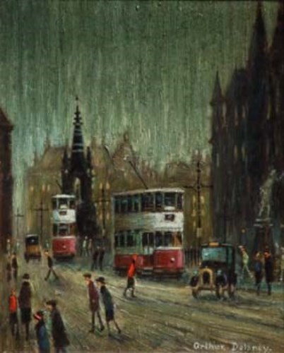 Lot 25 - Arthur Delaney, Albert Square, Manchester, oil