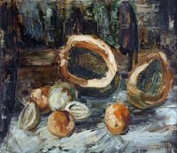 Lot 7 - Stella Shawzin, Still life with fruit, oil