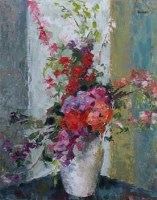 Lot 38 - Isobel Mary Barber, Still life of flowers in vase, oil