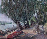 Lot 45 - Karl Hagedorn, River view, oil