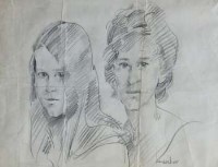 Lot 104 - Robert Lenkiewicz, Mother and daughter, pencil