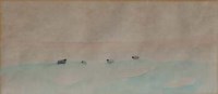 Lot 123 - Mary Newcomb, Rural scene with sheep, watercolour and pencil