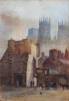 Lot 164 - James G. Laing, Bootham Bar, York, watercolour