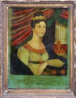 Lot 191 - An early 19th century bonded glass coloured print of Princess Charlotte.