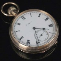 Lot 336 - Elgin 9 carat gold open faced watch.