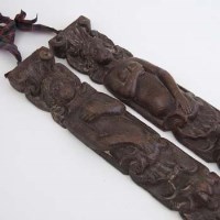 Lot 357 - Pair of carved oak caryatids 17th century (2).