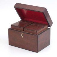 Lot 359 - Mahogany double canister tea caddy.