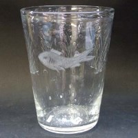 Lot 490 - Webb vase engraved with fish.
