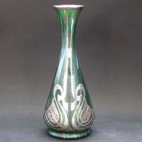 Lot 492 - Loetz silver overlay green vase.