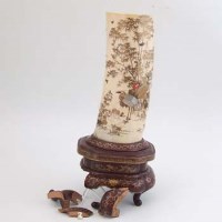 Lot 495 - Shibayama ivory tusk vase