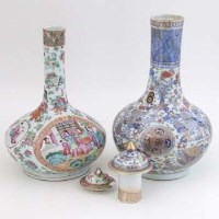 Lot 499 - Two Cantonese bottle vases (A.F.)