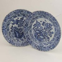 Lot 505 - Pair of Kangxi blue and white chargers
