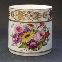 Lot 539 - Derby porter mug painted with flowers in the
