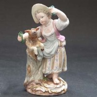 Lot 554 - Meissen figure of a girl.