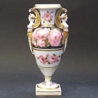 Lot 557 - Davenport vase in Swansea style with large pink