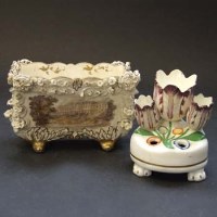 Lot 558 - Rockingham encrusted footed vase with Yorkshire