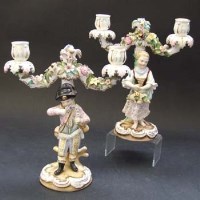 Lot 568 - English porcelain pair of candlestick figures in