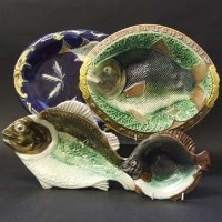 Lot 589 - Four Majolica dishes