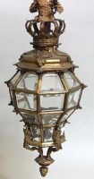 Lot 672 - Gilt octagonal globular hanging light
