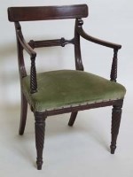 Lot 707 - William IV mahogany elbow chair.